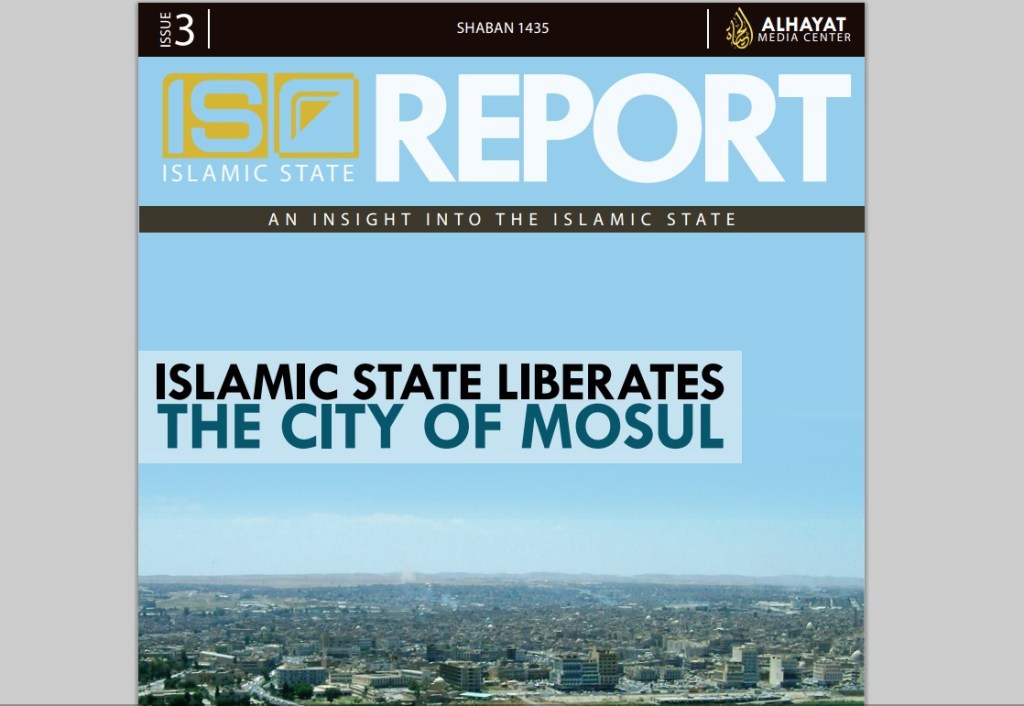 Capa de um dos exemplares da revista editada pelo Estado Islâmico do Iraque e do Levante (EIIL)