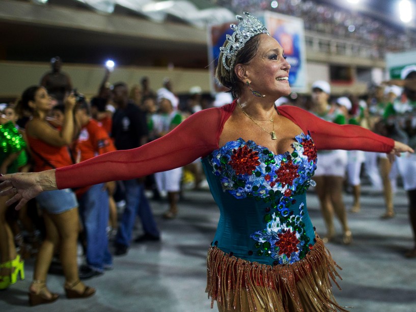 Susana Vieira no ensaio técnico da escola de samba Grande Rio, na Marquês de Sapucaí