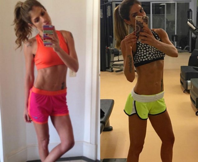 A modelo e musa fitness Carol Magalhães publica foto de antes e depois no Instagram