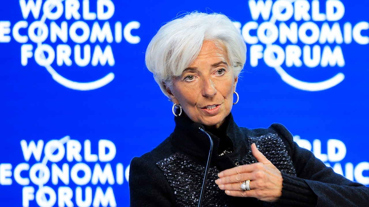A diretora do FMI, Christine Lagarde, no Fórum de Davos, na Suíça