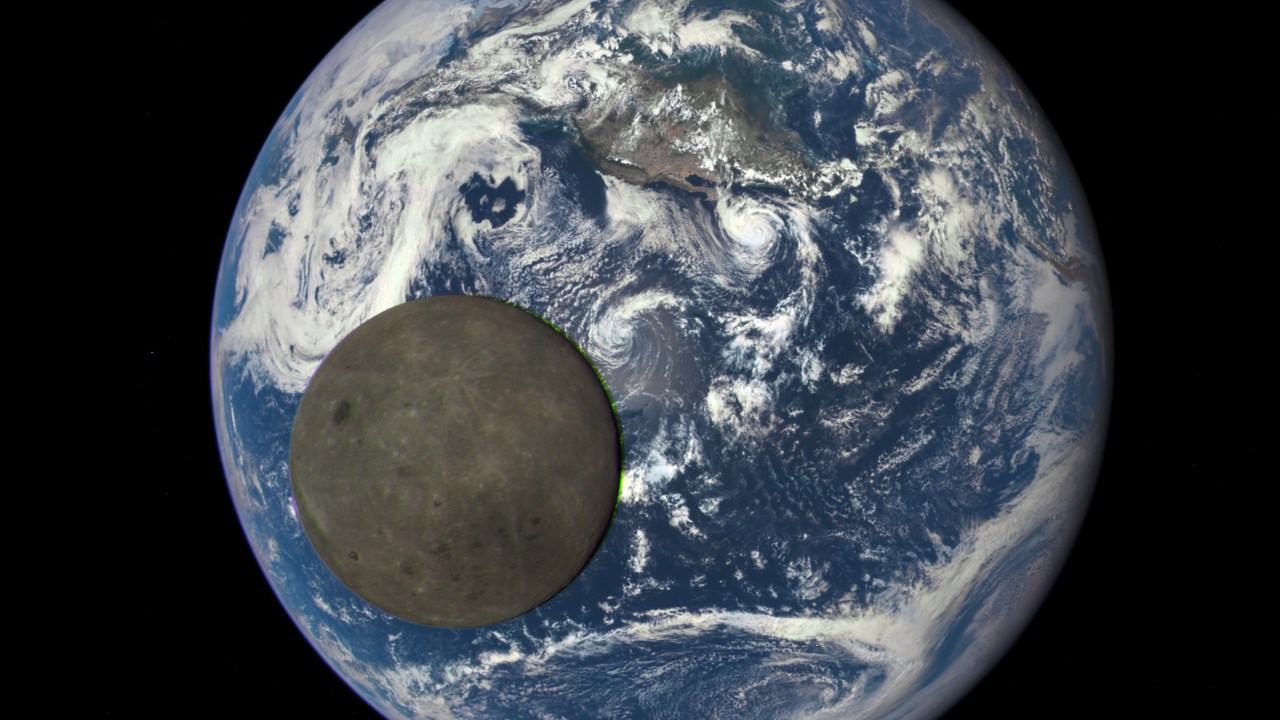 As fotos foram feitas em uma passagem da Lua pela Terra em 16 de julho, durante um intervalo de quase quatro horas.