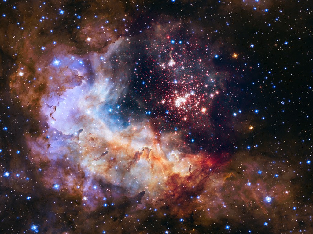 Imagem do aglomerado de estrelas Westerlund, captado pelo telescópio Hubble