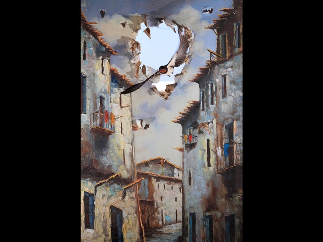 <p>Na categoria ‘Impressões’, que premia pinturas da natureza, o espanhol Juan Tapia foi o vencedor com o retrato de uma andorinha rompendo a cena na cidade.</p>