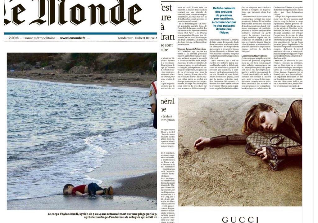 Imagem da capa e da página 03 do jornal francês 'Le Monde'