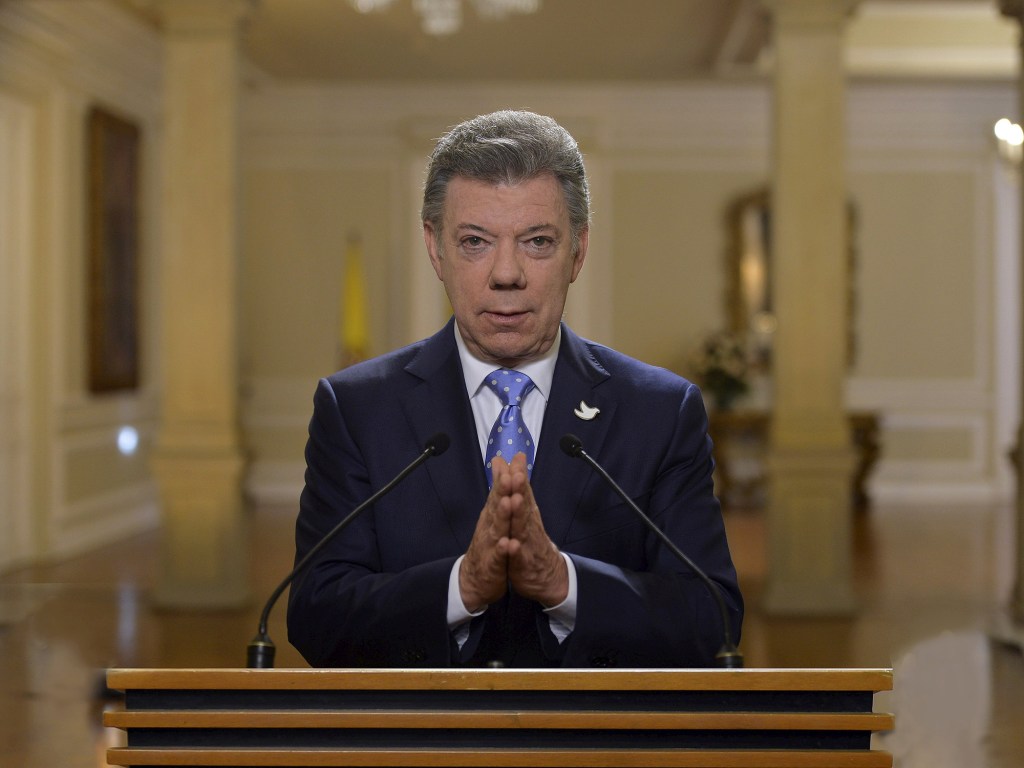 Presidente da Colômbia, Juan Manuel Santos, no palácio presidencial em Bogotá