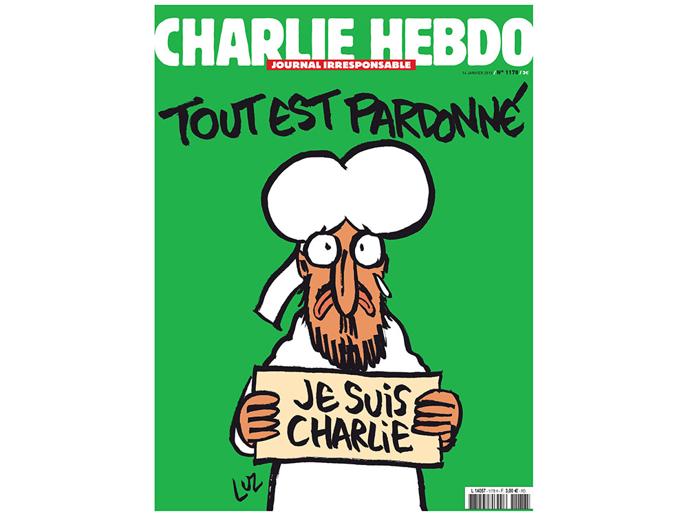 O jornal francês Charlie Hebdo mostra a frontpage de sua próxima edição