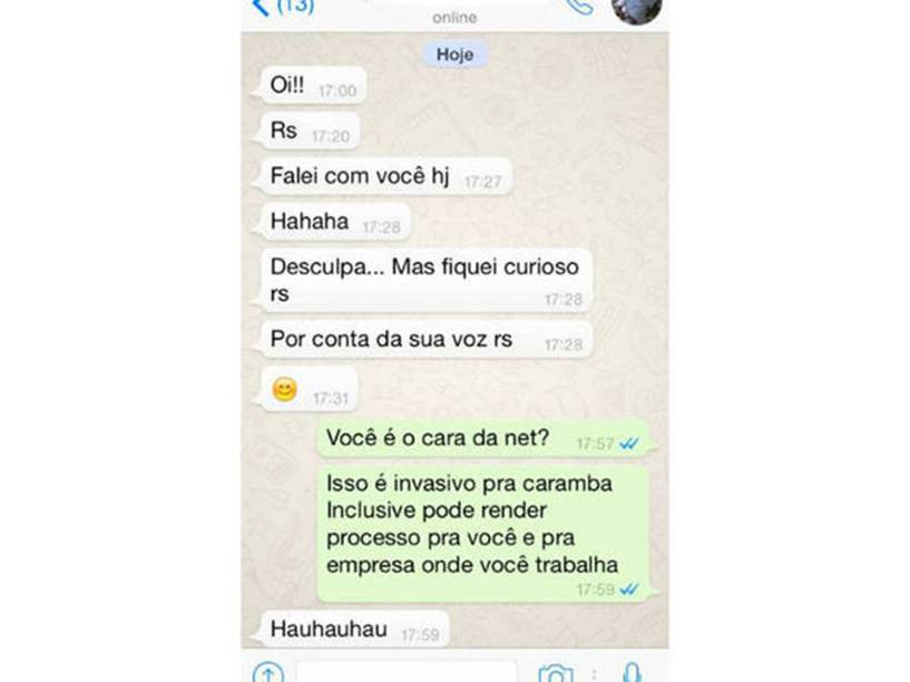 Conversa entre atendente da NET e Ana Prado