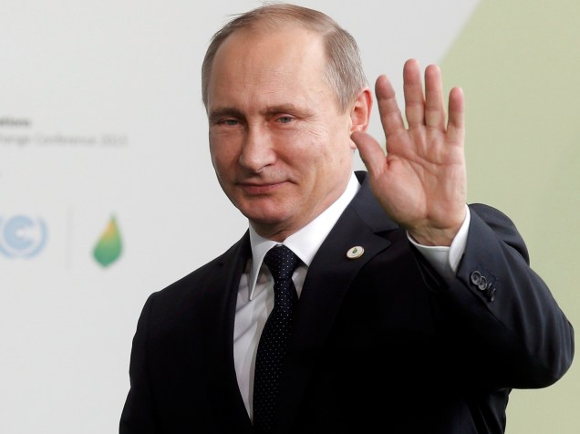 <p>O presidente russo, Vladimir Putin, durante o primeiro dia da Conferência do Clima de Paris (COP21)</p>