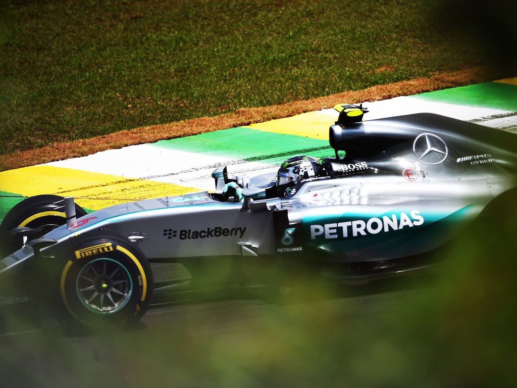 O piloto alemão da Mercedes Nico Rosberg, durante o Grande Prêmio Brasil de Fórmula 1 em Interlagos, São Paulo