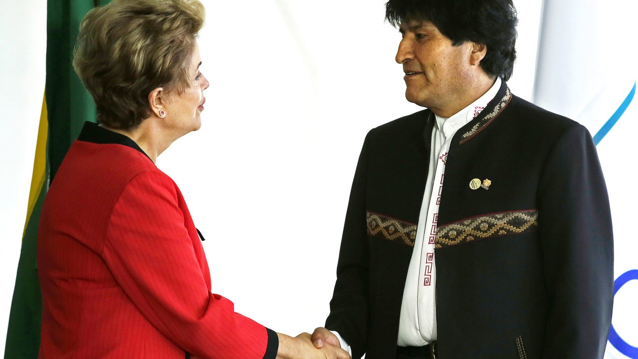 Dilma recebe o presidente boliviano, Evo Morales, no Palácio do Itamaraty, Brasília