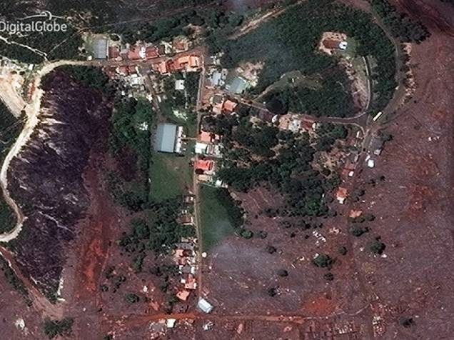 A DigitalGlobe divulgou nesta quarta-feira (11), pela primeira vez, imagens de satélite de altíssima resolução da região do desastre em Mariana