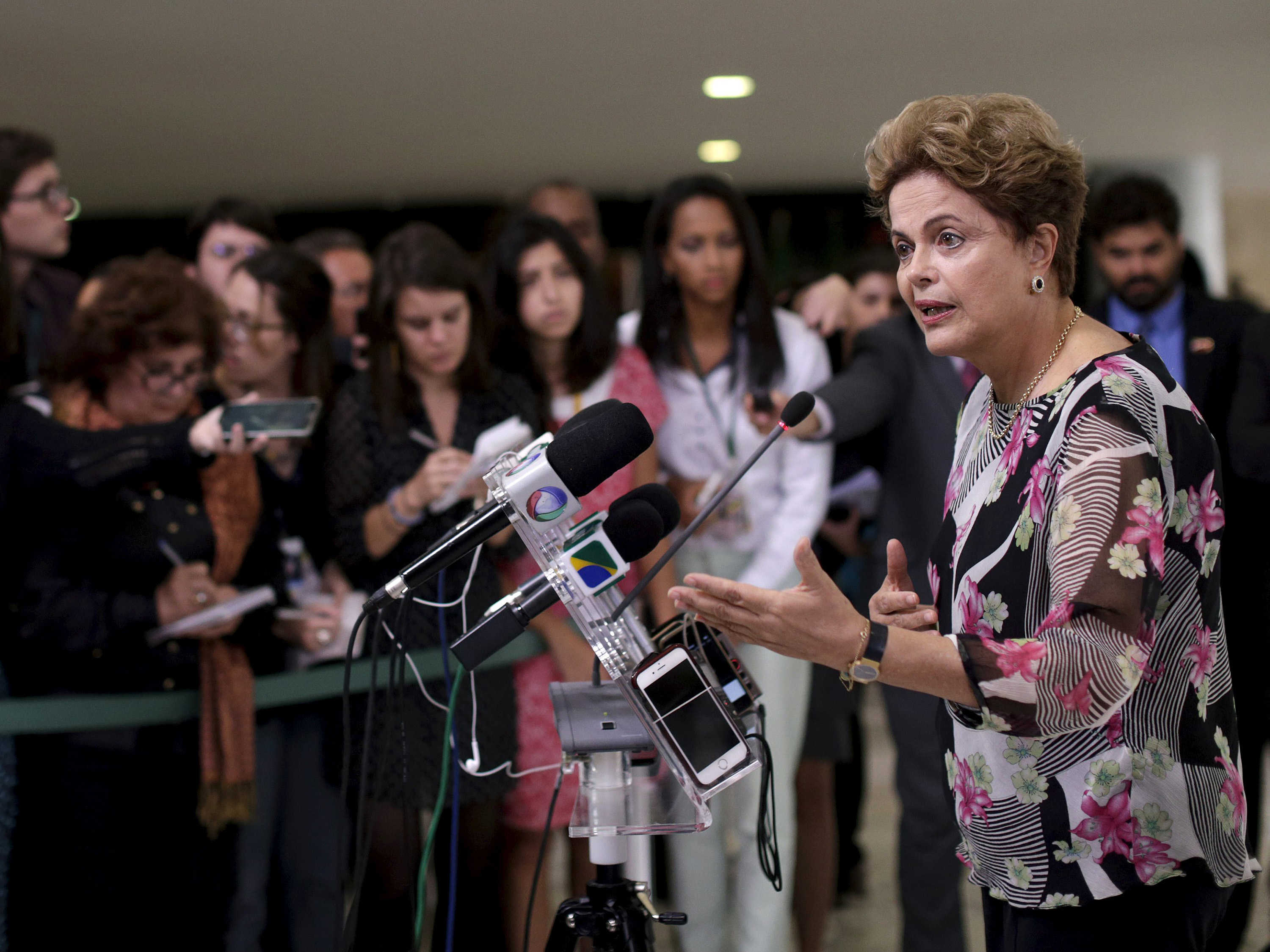 A presidente Dilma Rousseff durante coletiva de imprensa no Palácio do Planalto, em Brasília