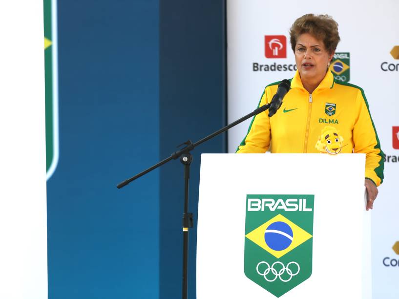 A presidente Dilma Rousseff na apresentação da mascote do Time Brasil