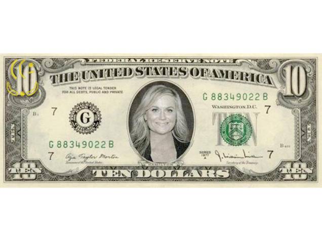Amy Poehler na nova nota de 10 dólares