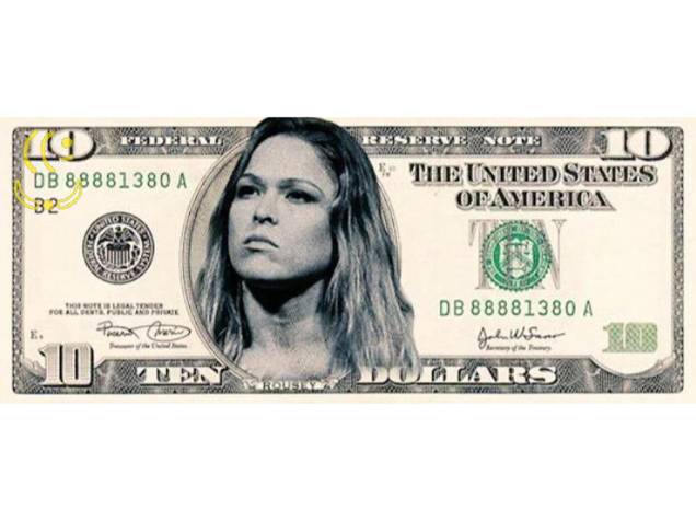 Ronda Rousey na nova nota de 10 dólares