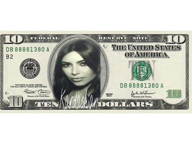 Kim Kardashian na nova nota de 10 dólares
