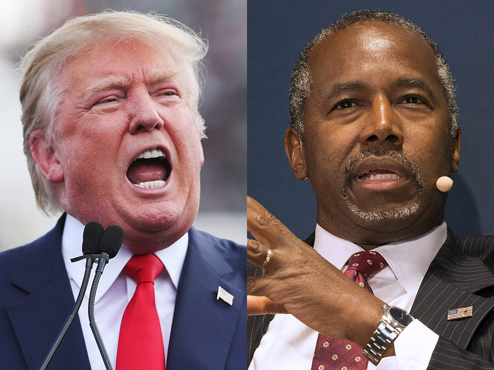 Os candidatos Donald Trump e Ben Carson