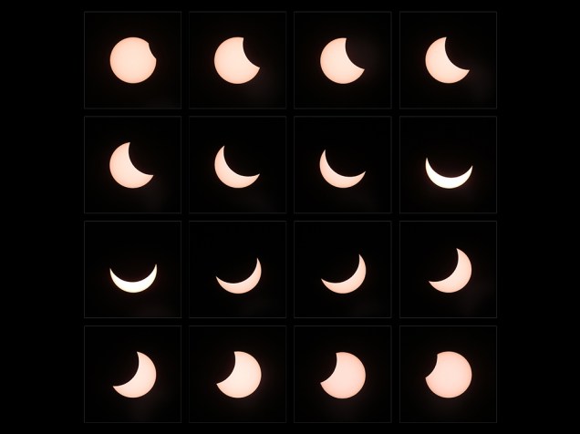 <p>Combinação de imagens mostra a evolução do eclipse solar</p>
