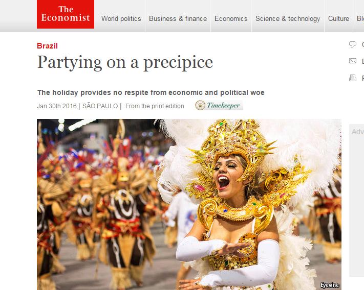 Com a crise e o zika, o Brasil 'festeja no precipício', diz 'Economist'