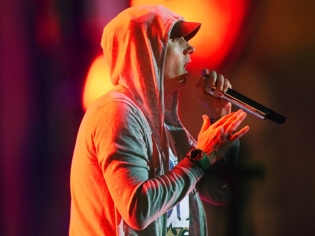 Show do rapper Eminem durante o primeiro dia do Lollapalooza 2016, em São Paulo