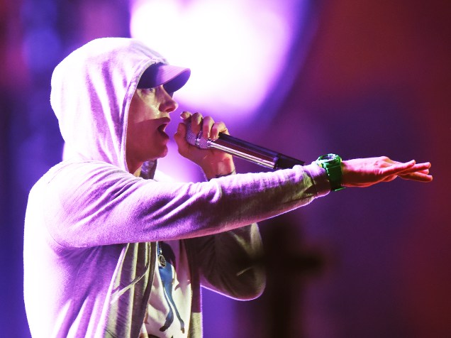 Show do rapper Eminem durante o primeiro dia do Lollapalooza 2016, em São Paulo