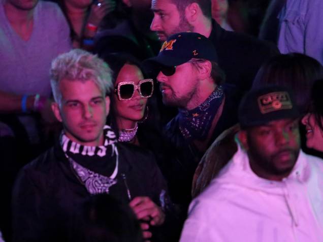 <p>A cantora Rihanna e ator Leonardo DiCaprio vistos juntos durante evento na Califórnia - 16/04/2016</p>