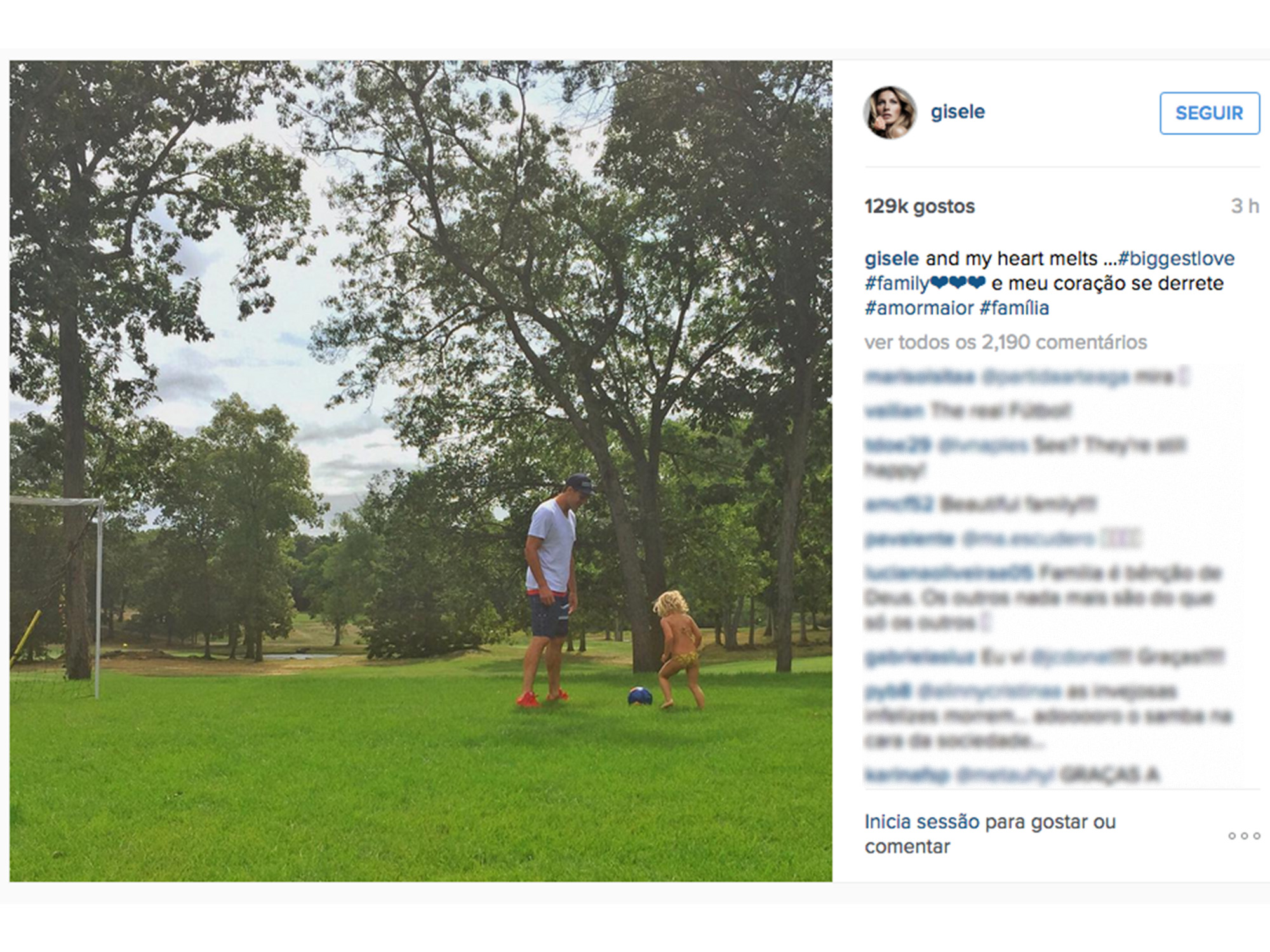 Gisele Bündchen posta imagem do marido e do filho e afasta rumores de separação
