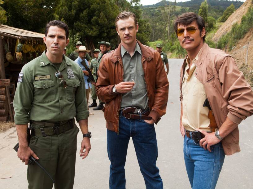Maurice Compte, Pedro Pascal e Boyd Holbrook dão vida aos personagens Horatio Carrillo, Javier Peña e Steve Murphy em Narcos