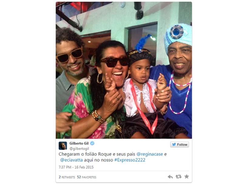 A apresentadora Regina Casé aparece em postagem de Gilberto Gil