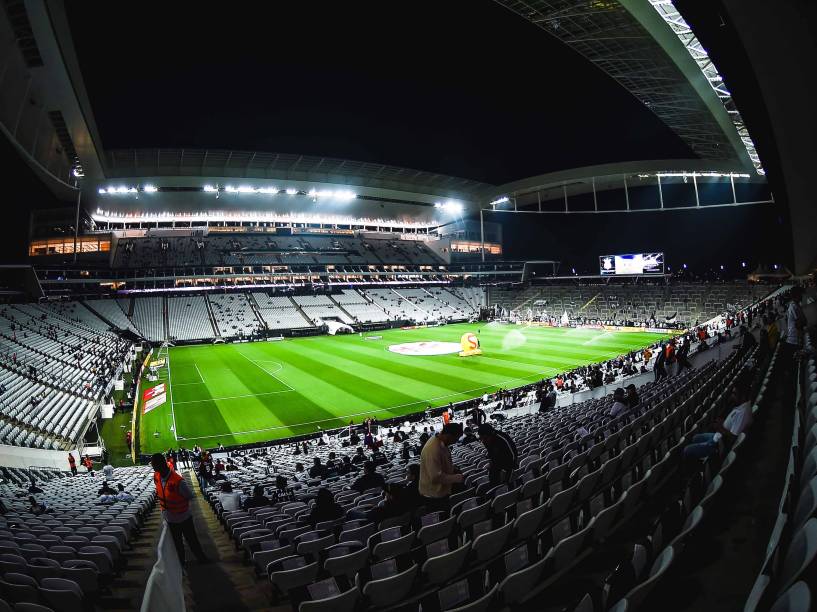 Torcida na partida entre Corinthians e Santos, nesta quarta-feira (26) na Arena Corinthians na zona leste de São Paulo, válida pela Copa do Brasil