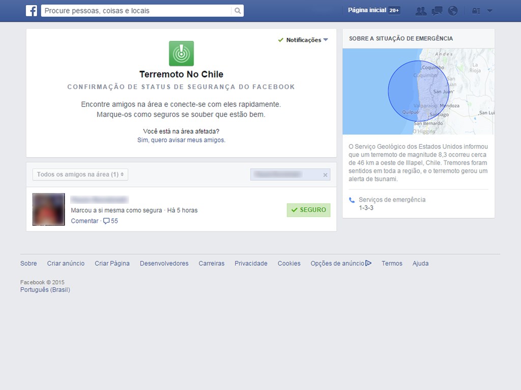 Confirmação de status de segurança do Facebook com a ferramenta Safety Check