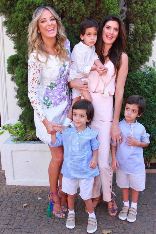 Ticiane Pinheiro recebe a modelo Isabella Fiorentino e os filhos na festa de 6 anos da filha, Rafaella