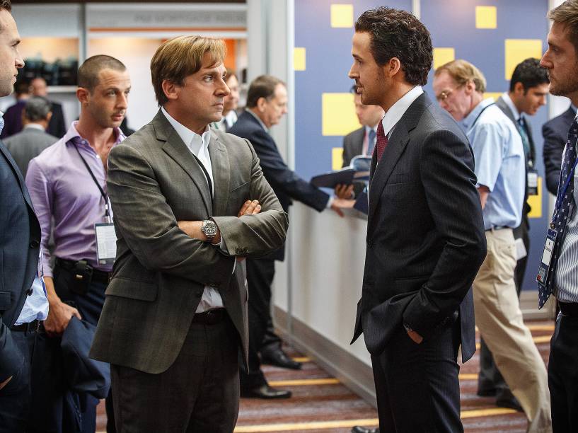 Mark Baum (Steve Carell) e Jared Vennett (Ryan Gosling) vivem dois corretores em ‘A Grande Aposta’