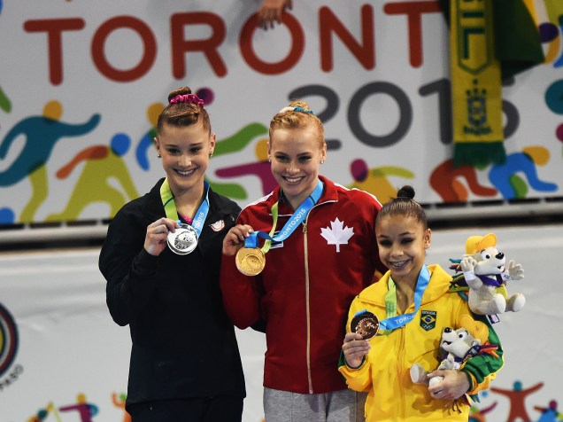 A ginasta brasileira Flávia Saraiva conquista a medalha de bronze na final individual geral da ginástica artística nos Jogos Pan-Americanos de Toronto, no Canadá, a prata ficou com a americana Madison Desch e o ouro com a canadense Ellie Black