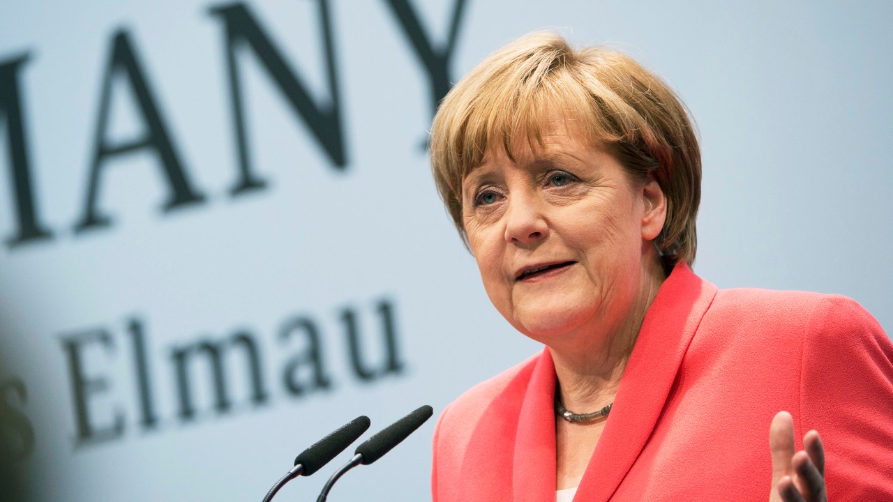 A chanceler alemã, Angela Merkel, fala durante coletiva de imprensa do G7 em Kruen, Alemanha - 08/06/2015
