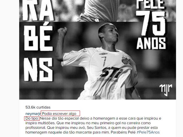 Post de Neymar no Instagram dá a entender que um assessor escreve suas mensagens