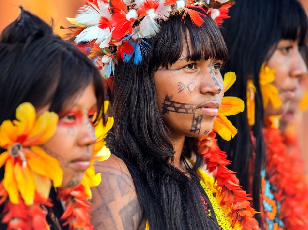 Índias acompanham os Jogos Mundiais dos Povos Indígenas, em Palmas, Tocantins