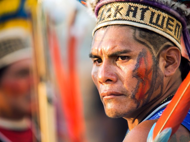 Índio acompanha os Jogos Mundiais dos Povos Indígenas, em Palmas, Tocantins