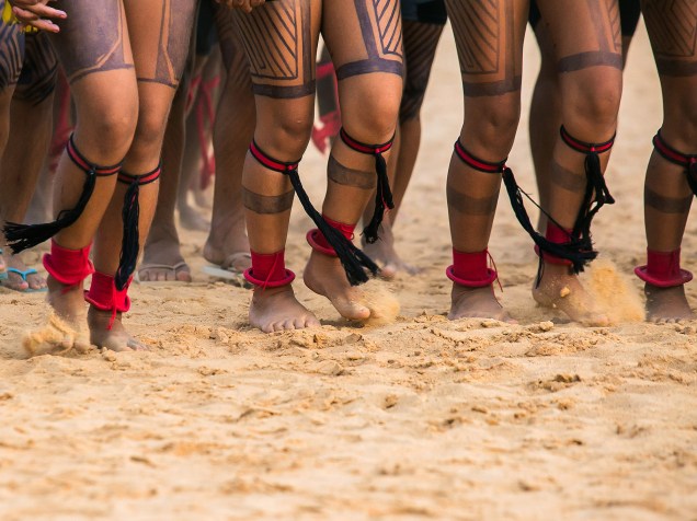 Índias acompanham os Jogos Mundiais dos Povos Indígenas, em Palmas, Tocantins