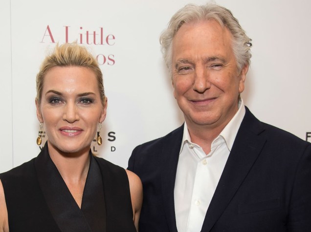 Alan Rickman e Kate Winslet em Nova York para divulgar o filme Um Pouco de Caos, o qual o inglês dirigiu