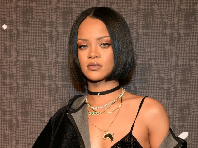 Rihanna em fevereiro de 2016, no lançamento de sua coleção com a Puma