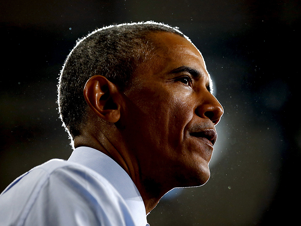 Barack Obama durante discurso na Universidade de Kansas, nos Estados Unidos
