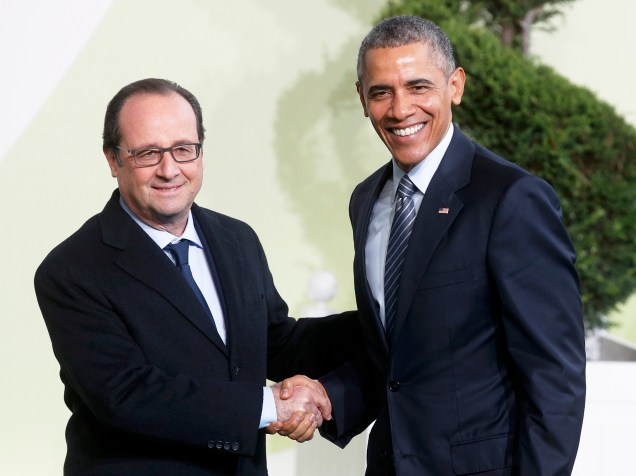 <p>O presidente da França, François Hollande e o presidente dos EUA, Barack Obama, se reúnem em Paris para a cúpula do clima, a COP21 - 30/11/2015</p>