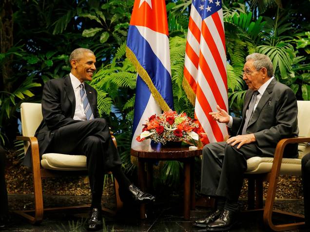 Obama durante encontro com Raúl Castro em Cuba, em 21/03/2016