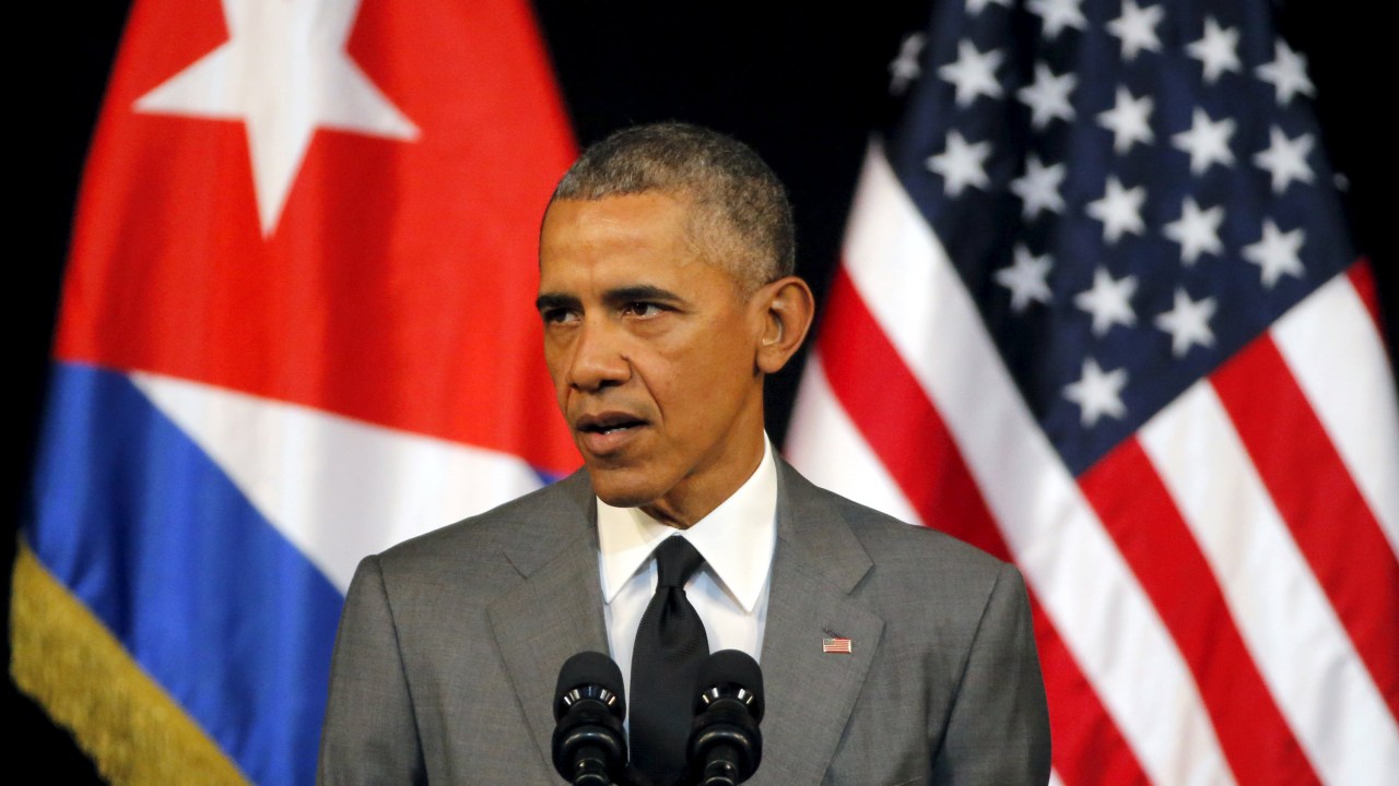 O presidente dos Estados Unidos, Barack Obama, discursa no Gran Teatro em Havana, Cuba