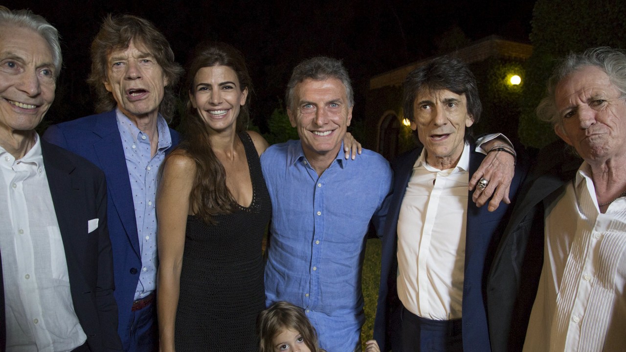 O presidente argentino, Maurício Macri, com os Stones