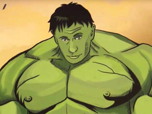 Vladimir Putin como o personagem Hulk
