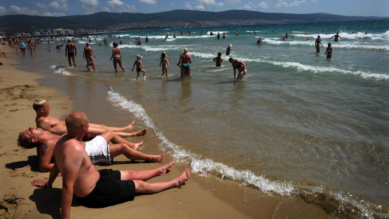 Sunny Beach na Bulgária é popular por receber muitos turistas russos