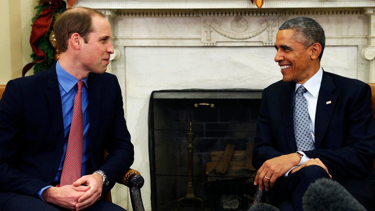 Encontro entre o presidente Obama e o Príncipe William na Casa Branca nesta segunda-feira (08)