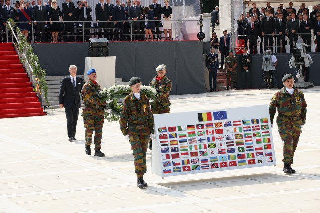O rei Philippe, da Bélgica, participa de cerimônia dos 100 anos da I Guerra Mundial no Memorial Interallie, na cidade belga de Liège